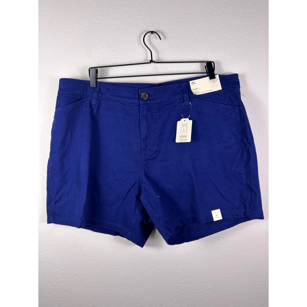 St Johns Bay Womens Royal Blue Mid Rise Chino Shorts Size 18W New